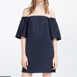 NWOT Zara off the shoulder navy dress